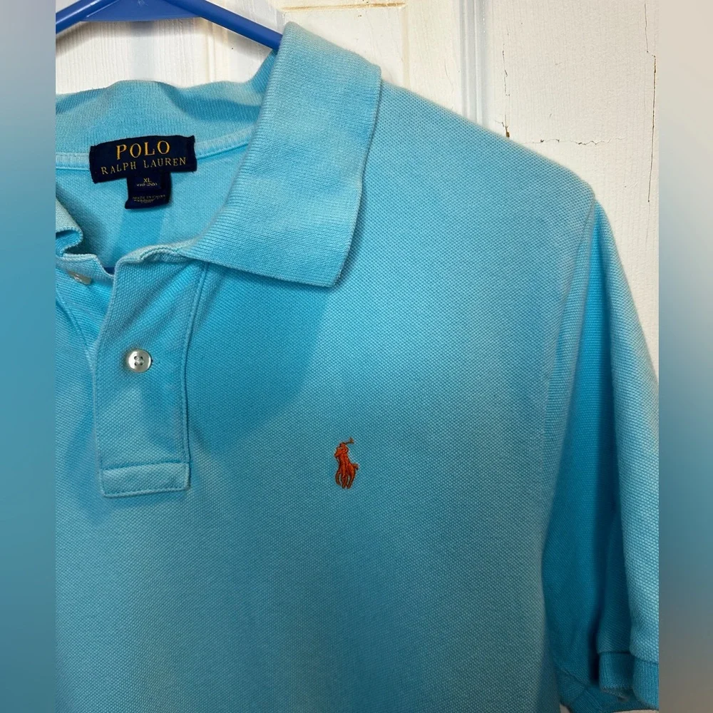 Polo Ralph Lauren Boys XL (18-20) Polo Aqua‎ Blue Short Sleeve 100% Cotton